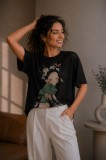 Bluza dama neagra cu fetita si detalii cu strasuri
