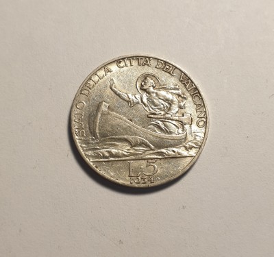 Varican 5 Lire 1934 UNC foto