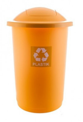 Cos Plastic Reciclare Selectiva, Capacitate 50l, Plafor Top - Galben Cu Capac Galben - Plastic foto