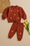 Costumas Bebe Flowers, bumbac cu maneci tip fagure de miere brodate (Marime