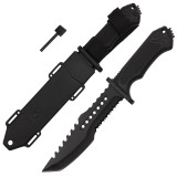 Cutit de vanatoare DEPOX&reg;, Survival Spirit, otel inoxidabil, amnar, 30.5 cm, negru, teaca inclusa