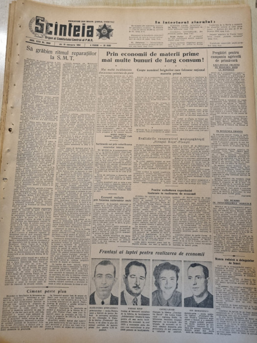 scanteia 18 februarie 1954-art. bacau,ploiesti,arad,braila,cluj,sibiu