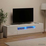 Cumpara ieftin Cabinet TV cu LED HOORN 3 buc. Alb foarte lucios Lemn prelucrat