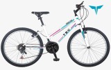Bicicleta MTB TEC Eros, culoare alb/albastru/roz, roata 26", cadru din otel Cod:222623000108