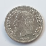 Moneda Franța 20 Centimes 1867 BB Strasbourg Argint Napoleon III