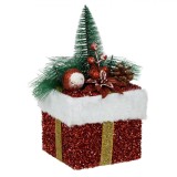 Decoratiune Craciun, Jumbo, Cadou, Rosu, 12x12x25cm, Oem