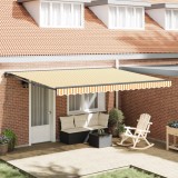 Cumpara ieftin Pergola Manuala 4,5 x 3 m Dungi galbene si albe 100% Polyester