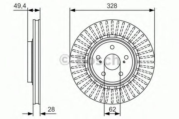 Disc frana TOYOTA RAV 4 IV (WWA4, AVA4, ZSA4, ALA4) (2012 - 2016) BOSCH 0 986 479 T00