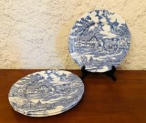 3 FARFURII DIN PORTELAN- ENGLISH STYLE- HAND ENGRAVING D25cm