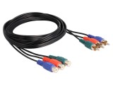 Cablu; RCA soclu x3,RCA mufă x3; 1m; negru; 28AWG