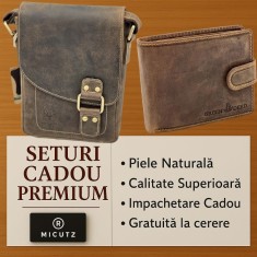 Set Cadou Premium Barbati &ndash; Piele Naturala, Ideal Pentru Cadouri de Zi de Nastere Onomastica, Pensionare