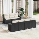 VidaXL Set de canapele de grădină , cu 8 piese și perne, din rattan poliester negru.