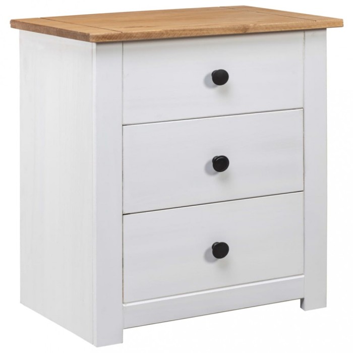 Gossi noptiera, alb, 46 x 40 x 57 cm, lemn de pin, gama panama