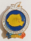 INSIGNA UNIUNEA FEDERATIILOR COLUMBOFILE ROMANIA COLUMBOFILIE AGRICULTURA PORUMBEI ( CITITI DESCRIEREA )