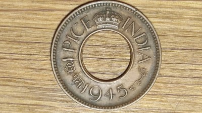 India Britanica -moneda de colectie- 1 pice 1945 - moneda deosebita din bronz foto