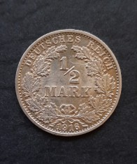 Moneda de argint - 1/2 Mark &quot;Wilhelm II&quot; 1916, litera G - Germania - B 2162