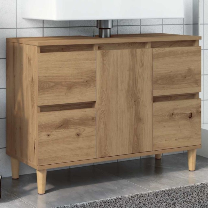 vidaXL Dulap de chiuvetă stejar artizanal, 80x33x60 cm, lemn prelucrat 857127