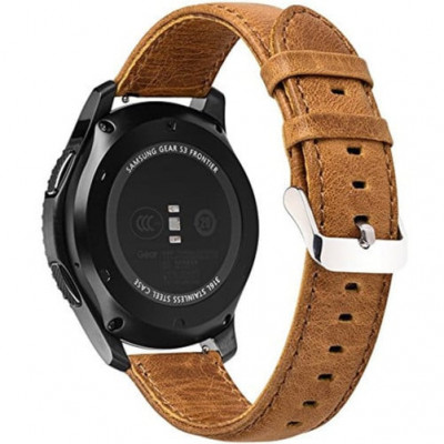 Curea piele Smartwatch Samsung Galaxy Watch 4, Watch 4 Classic, Gear S2, iUni 20 mm Vintage Brown foto