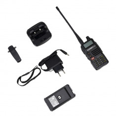 Statie radio portabila VHF/UHF Kombix UV-5RE, dual band, 128CH, 144-146MHz si 430-440Mhz, functie Radio FM si lanterna semnalizare, 4W, Scan, TOT, VOX