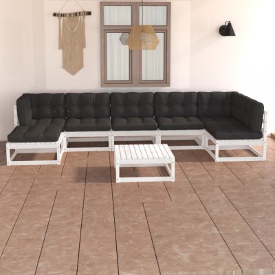 vidaXL Set mobilier de grădină cu perne, 8 piese, lemn masiv de pin 3076750 foto