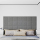 Panouri perete 12 buc. gri, 30x30 cm, piele ecologică, 1,08 m&sup2;