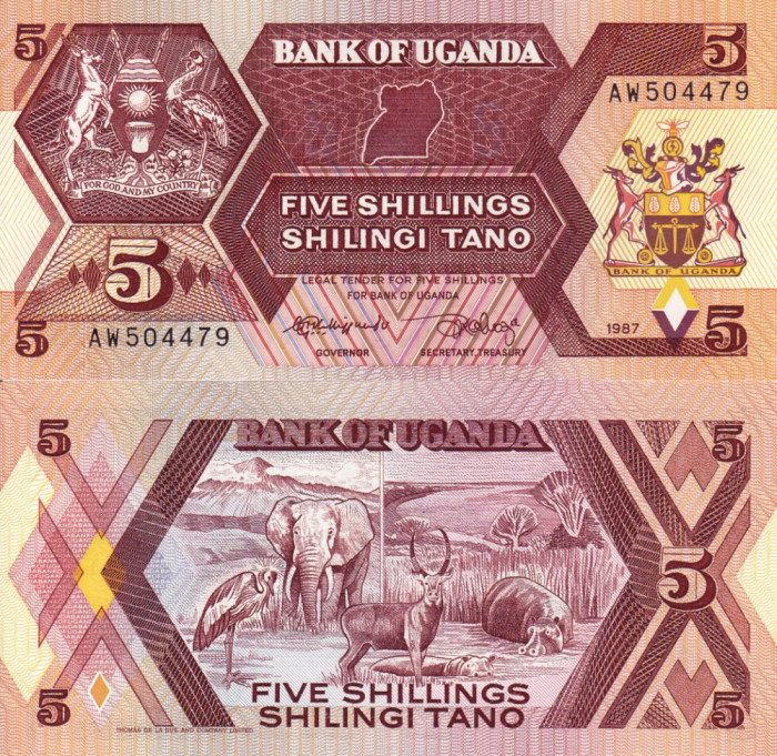 UGANDA 5 shillings 1987 UNC!!!