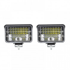 Set 2 proiectoare led 2 faze, 144w, lumina combo, Suv, ATV, Tractor, Jeep, Off Road, Utilaje foto