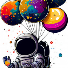 Sticker decorativ, Astronaut, Multicolor, 90 cm, 1266STK-5