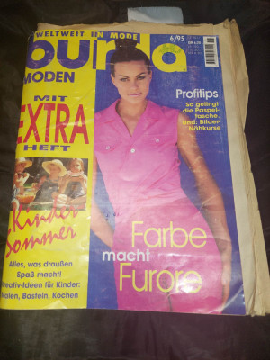 Revista de moda BURDA-originala-luna 6/1995,de colectie,in Germana,supli.Romana foto