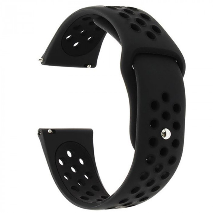 Curea silicon, compatibila Xiaomi Amazfit GTR 42mm, telescoape Quick Release, Negru