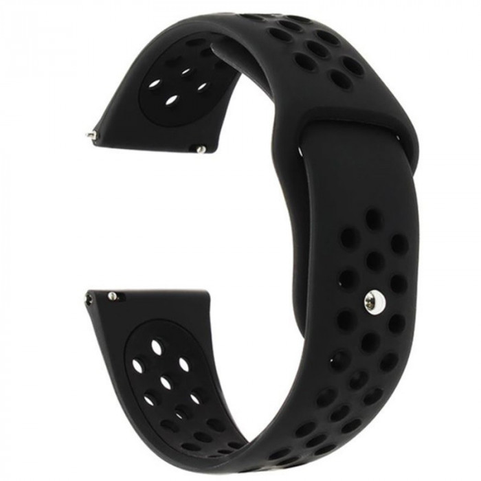 Curea silicon, compatibila Samsung Galaxy Watch Active 2, telescoape Quick Release, Negru