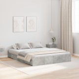 vidaXL Cadru de pat cu depozitare cu sertar cu headboard cu depozitare Gri beton 140 x 200 cm