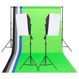 Cumpara ieftin Kit de iluminat pentru studio cu fundaluri si softbox-uri