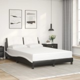 VidaXL Cadru de pat cu tăblie, negru/alb, 120x200 cm, piele ecologică