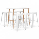 Set mobilier de bar, 7 piese, alb GartenMobel Dekor, vidaXL