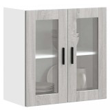 Dulap bucatarie perete Gossi Porto gri sonoma, usa sticla, 60x31x60 cm, depozitare vase, montaj facil
