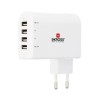 Adaptor Priza Skross EU cu 4 Porturi USB, 3x1A + 1x2.4A, Alb - Incarcare Rapida, Europlug Standard