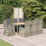 VidaXL Set mobilier grădină cu perne, 9 piese, gri, poliratan