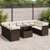 Gossi set canapele de gradina cu perne, 10 piese, maro, poliratan