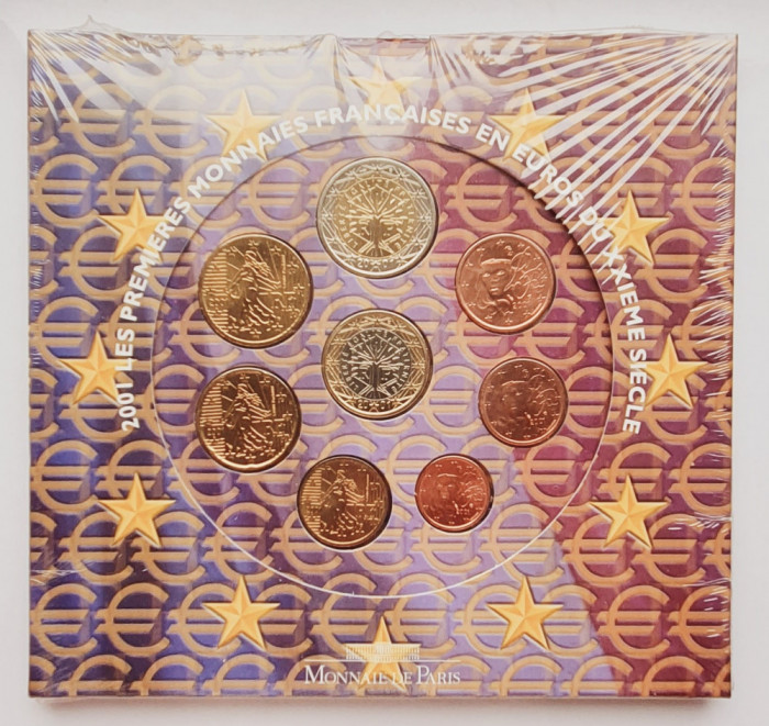 M01 Franta set monetarie EURO 8 monede 2001 - sigilat - UNC