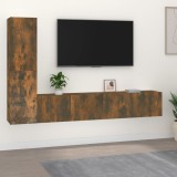 Set dulapuri TV, 4 piese, stejar fumuriu, lemn prelucrat