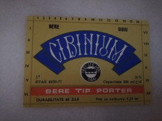 Eticheta bere Romania - CIBINIUM - Sibiu ! foto
