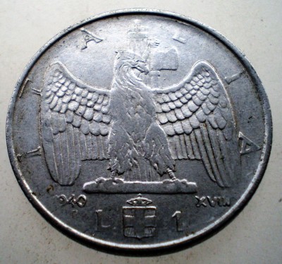 2.304 ITALIA WWII VITTORIO EMANUELE III 1 LIRA 1940 R MAGNETICA foto