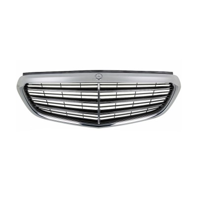 Grila radiator, masca fata Mercedes Clasa E W212 Sedan/Combi 02.2013-, parte montare centrala, neagra, cu ornament cromat, 50E105-3, Aftermarket foto