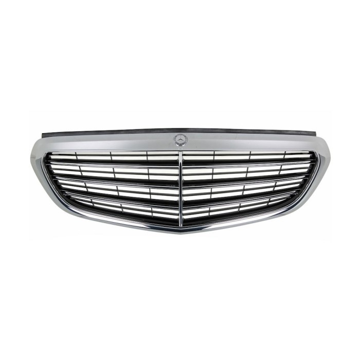 Grila radiator, masca fata Mercedes Clasa E W212 Sedan/Combi 02.2013-, parte montare centrala, neagra, cu ornament cromat, 50E105-3, Aftermarket