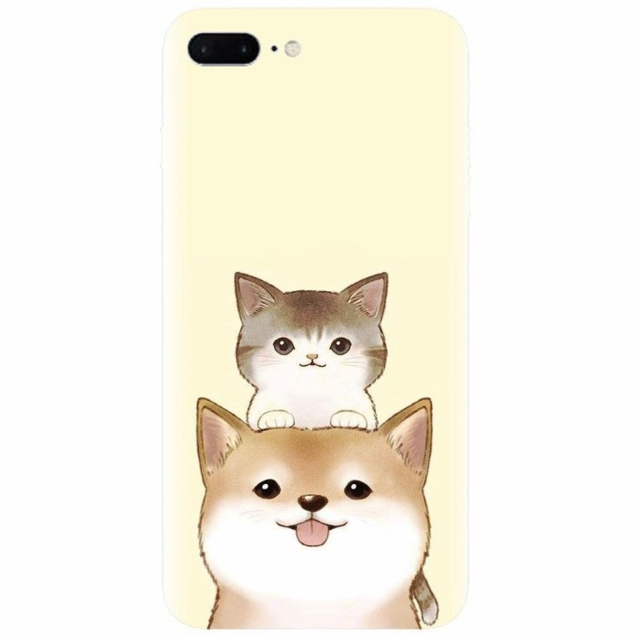 Husa silicon pentru Apple Iphone 7 Plus, Two Cat