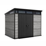 Signature pent 9x7 casă de grădină din plastic gri furtună