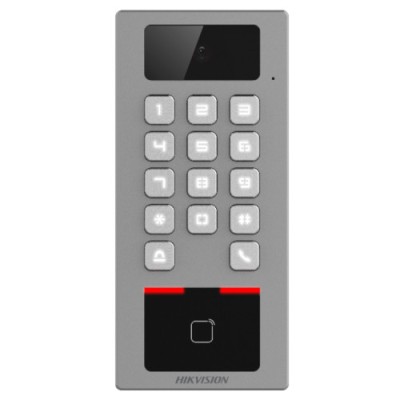 Terminal control acces si interfon cu tastatura si cititor card, rezolutie 2MP, Wi-Fi, RS485, Alarma - Hikvision - DS-K1T502DBWX-C SafetyGuard Surveil foto