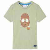 Tricou pentru copii cu m&acirc;neci scurte, kaki deschis, 92, vidaXL