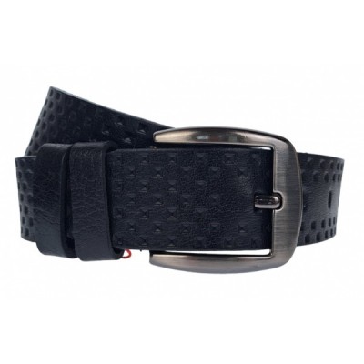 Curea barbati, casual, pentru jeans, din piele naturala, negru 4.5cm - CLK118N foto